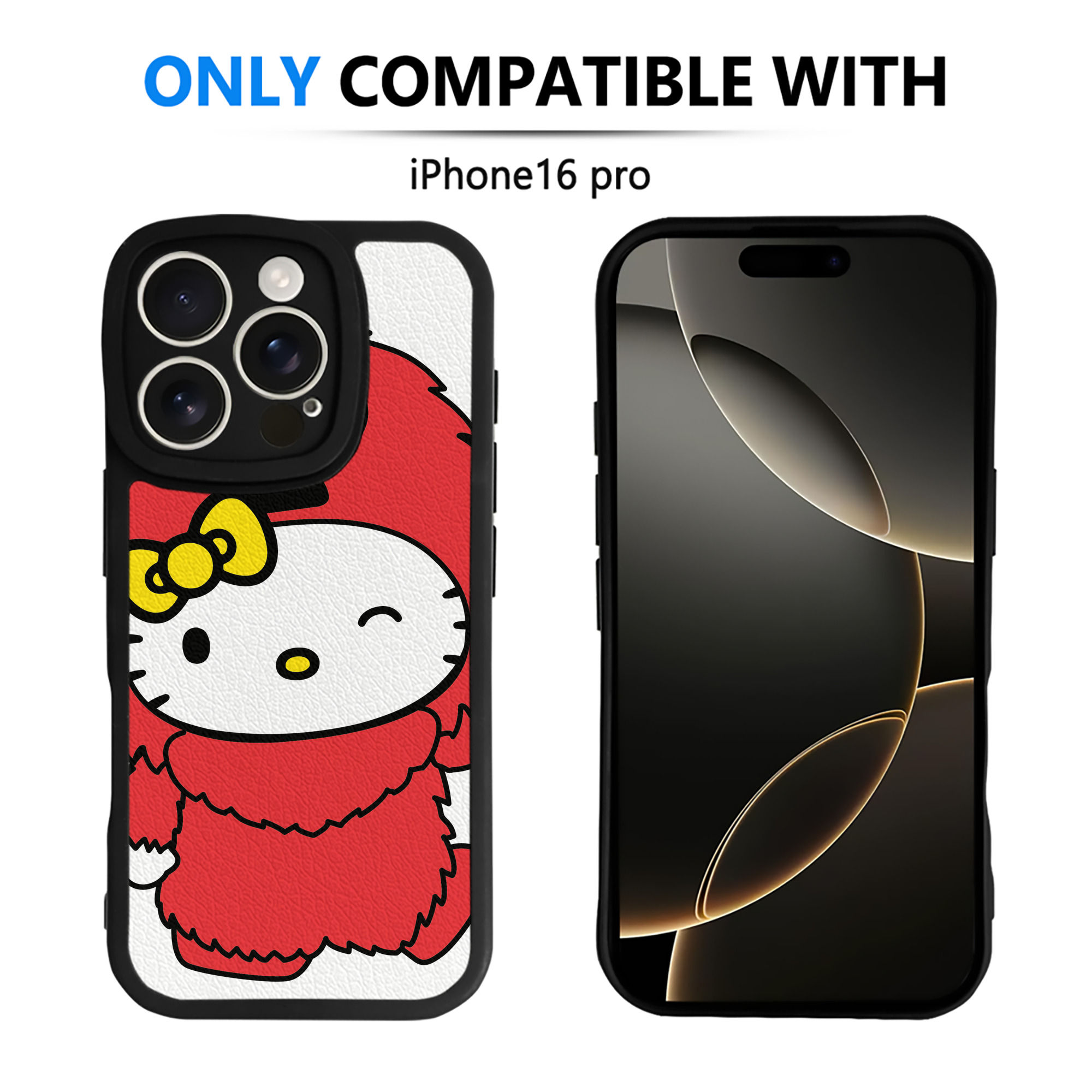 （画像用） Hello Kitty ハローキティ 【iPhone 16シリーズ対応】シリコンスマホケース（レザー調） 材質：シリコン